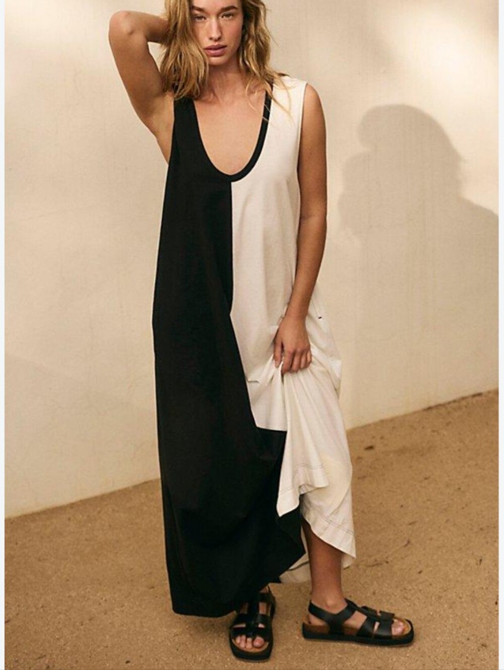 Free People Free-est Shea Colour Block Maxi Dress Small Black White NWT
